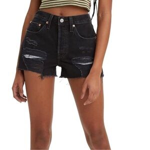 NWT Levi’s Women’s 501 Original Shorts Black Destructed